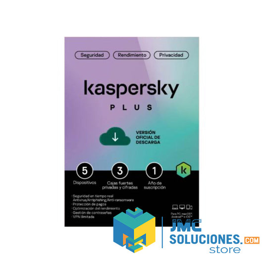 Antivirus Esd Kaspersky Plus, 5 Dispositivos , 3 Cuentas Kpm, 1 Ano, No Devolucion-no Cancelacion